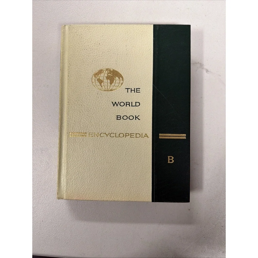 Vintage 1964 World Book Encyclopedia Volume 2-B Cream Green Mid Century Decor